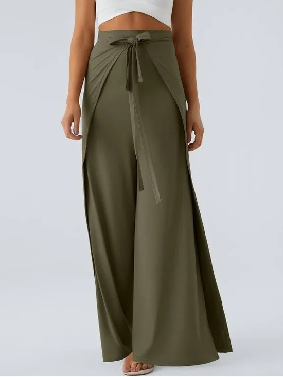 HALARA Pants - Halara High Waisted Tie Front 2-in-1 Palazzo Pants Wide Leg Flowy Jumpsuit Style